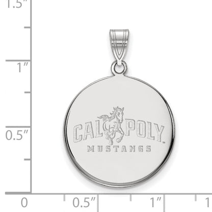 Sterlingsilber Rhodiniert Logoart California Polytechnic State University Mustangs Groß Plättchen Anhänger