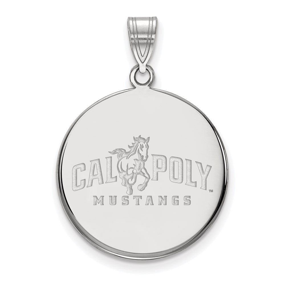 Sterlingsilber Rhodiniert Logoart California Polytechnic State University Mustangs Groß Plättchen Anhänger