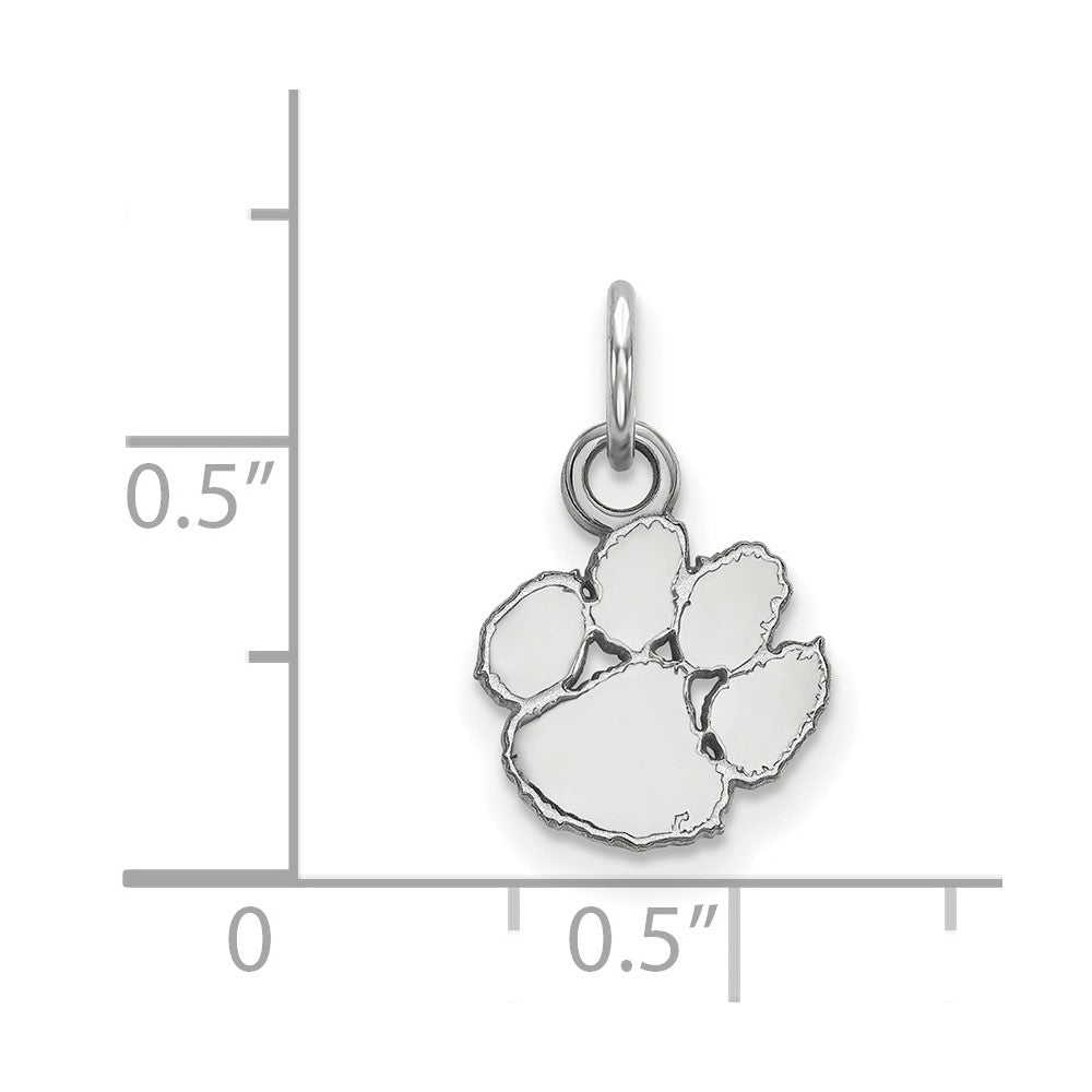 Sterlingsilber Rhodiniert Logoart Clemson University Tiger Paw Extra Klein Anhänger