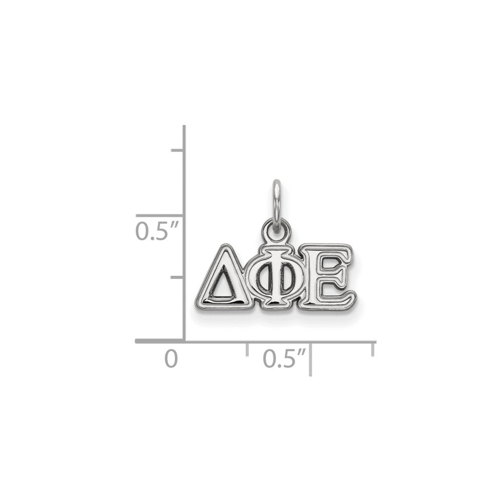 Sterlingsilber Rhodiniert Logoart Delta Phi Epsilon Sorority Greek Buchstaben Extra Klein Anhänger