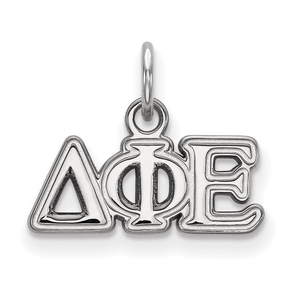 Sterlingsilber Rhodiniert Logoart Delta Phi Epsilon Sorority Greek Buchstaben Extra Klein Anhänger