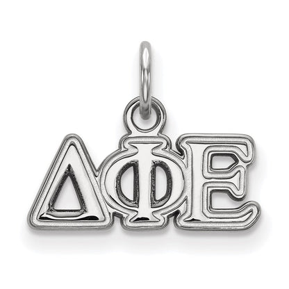 Sterlingsilber Rhodiniert Logoart Delta Phi Epsilon Sorority Greek Buchstaben Extra Klein Anhänger