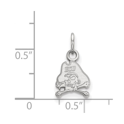 Sterlingsilber Rhodiniert Logoart Ost Carolina University Pirat Extra Klein Anhänger