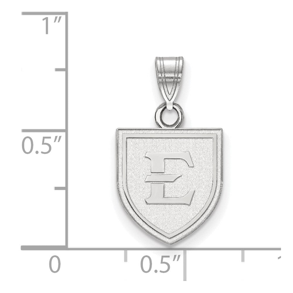 Sterlingsilber Rhodiniert Logoart Ost Tennessee State University Buchstabe E Shield Klein Anhänger