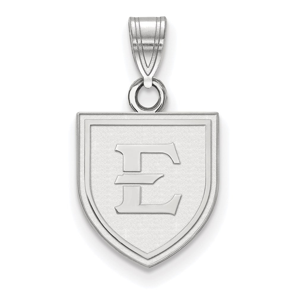 Sterlingsilber Rhodiniert Logoart Ost Tennessee State University Buchstabe E Shield Klein Anhänger