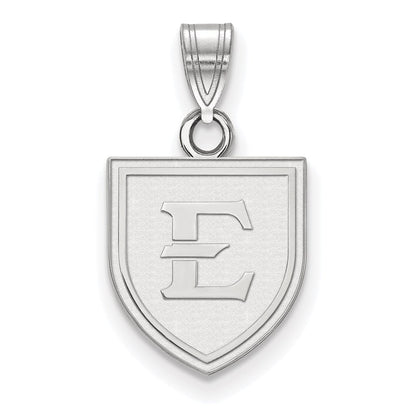 Sterlingsilber Rhodiniert Logoart Ost Tennessee State University Buchstabe E Shield Klein Anhänger