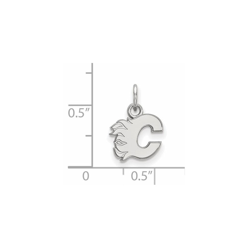 Sterlingsilber Rhodiniert Nhl Logoart Calgary Flames Buchstabe C Extra Klein Anhänger