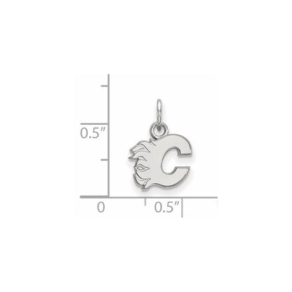 Sterlingsilber Rhodiniert Nhl Logoart Calgary Flames Buchstabe C Extra Klein Anhänger