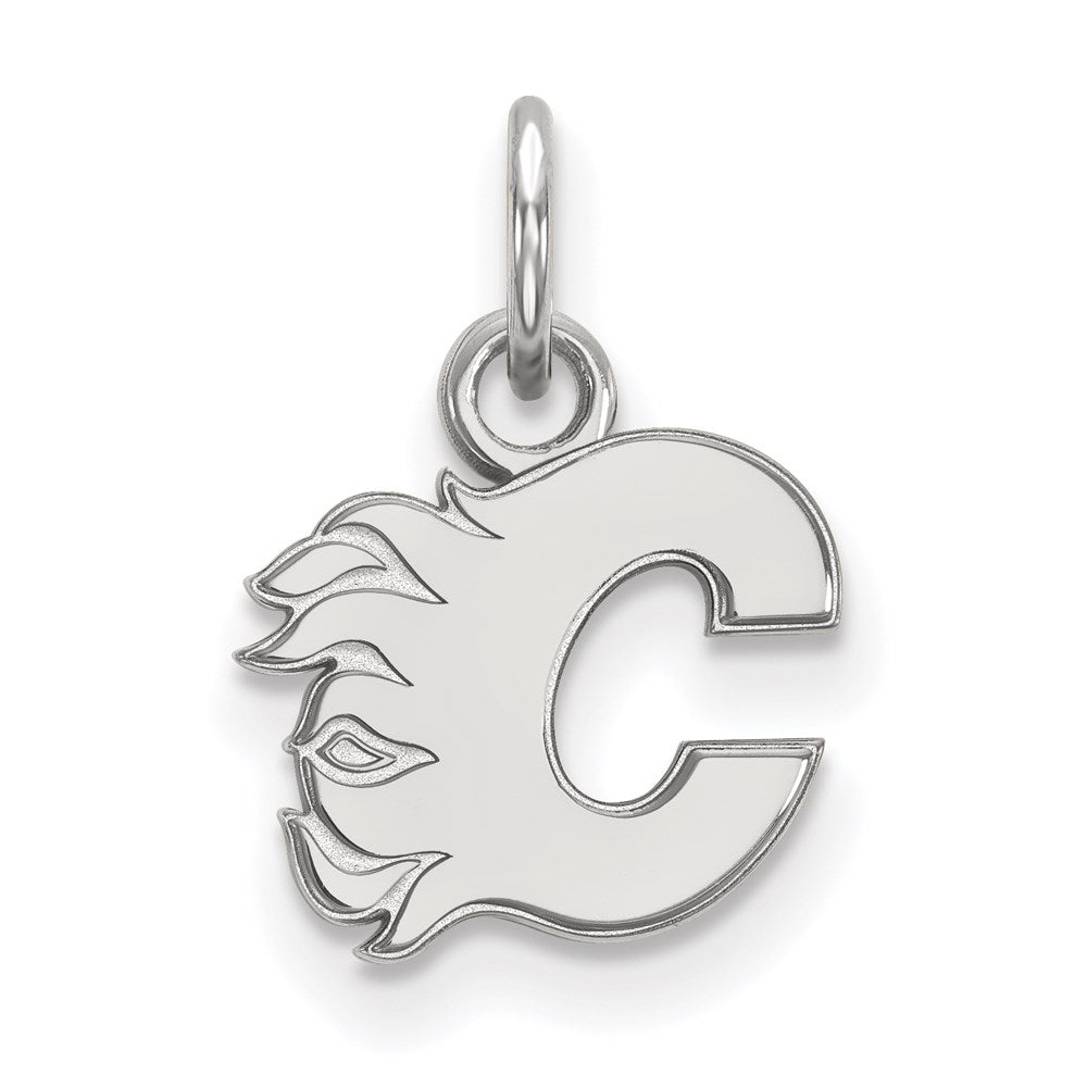 Sterlingsilber Rhodiniert Nhl Logoart Calgary Flames Buchstabe C Extra Klein Anhänger