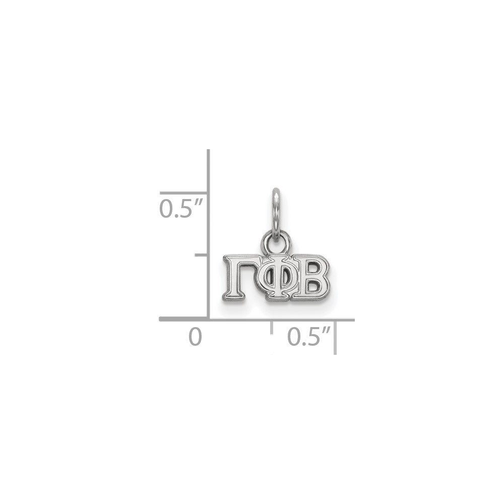 Sterlingsilber Rhodiniert Logoart Gamma Phi Beta Sorority Greek Buchstaben Extra Klein Anhänger