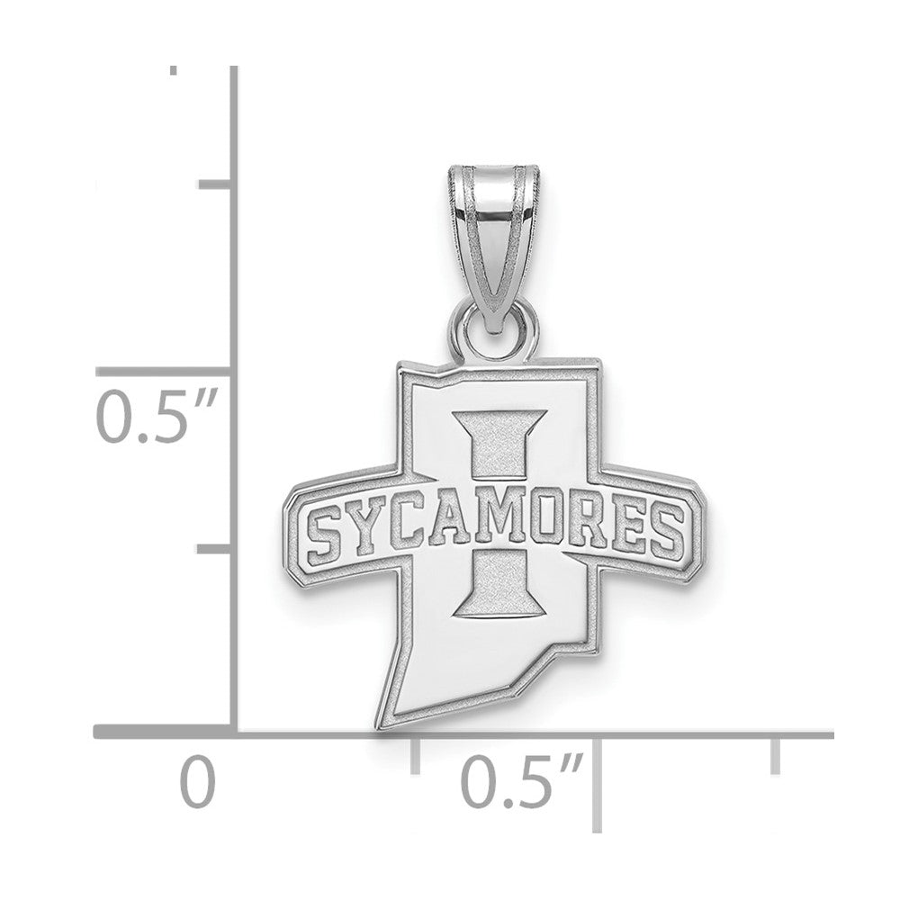 Sterlingsilber Rhodiniert Logoart Indiana State University Sycamores Klein Anhänger