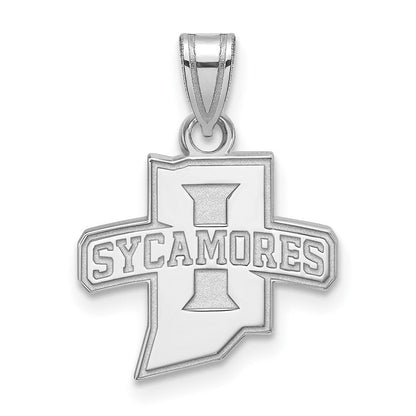 Sterlingsilber Rhodiniert Logoart Indiana State University Sycamores Klein Anhänger