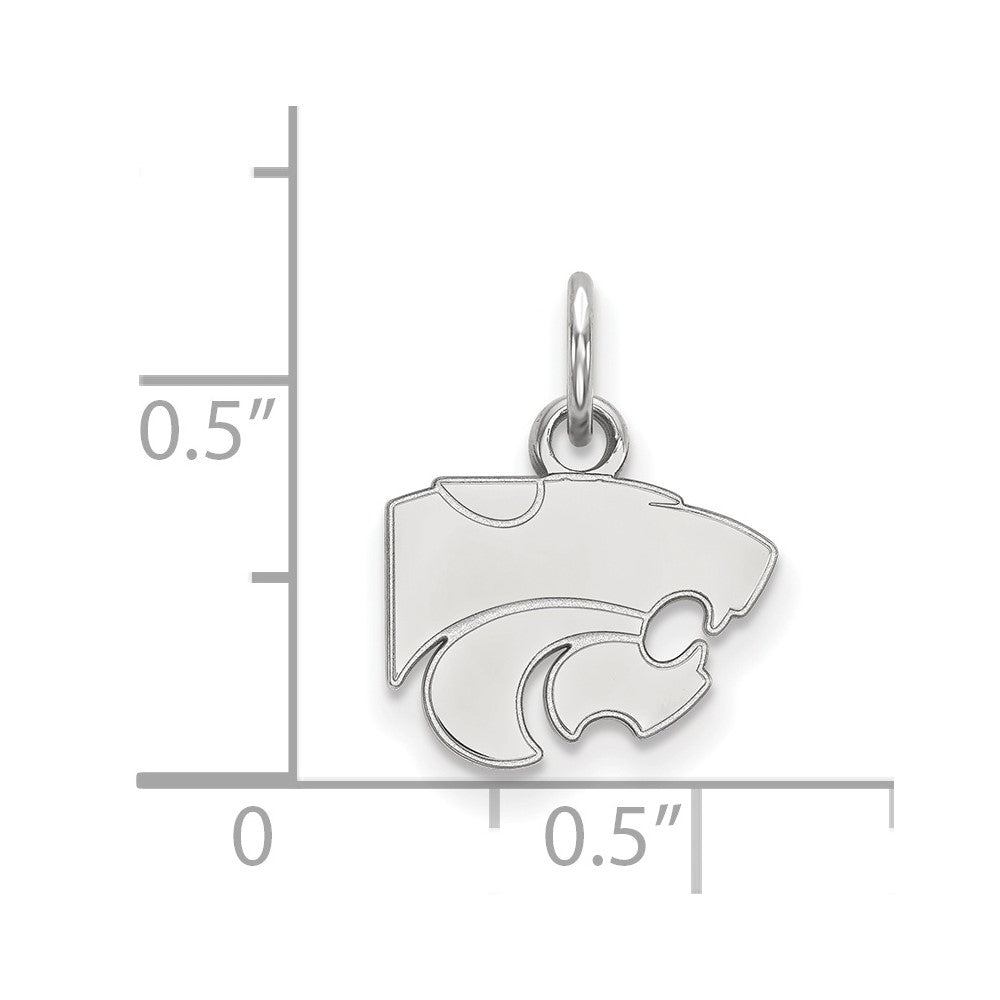 Sterlingsilber Rhodiniert Logoart Kansas State University Wildkatze Extra Klein Anhänger