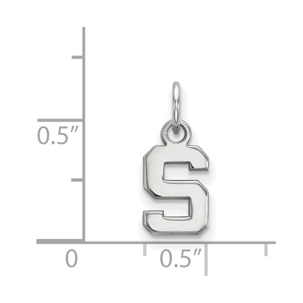 14K Weißgold Logoart Michigan State University Buchstabe S Extra Klein Anhänger