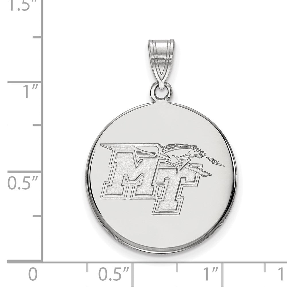 10K Weißgold Logoart Middle Tennessee State University M T Groß Plättchen Anhänger