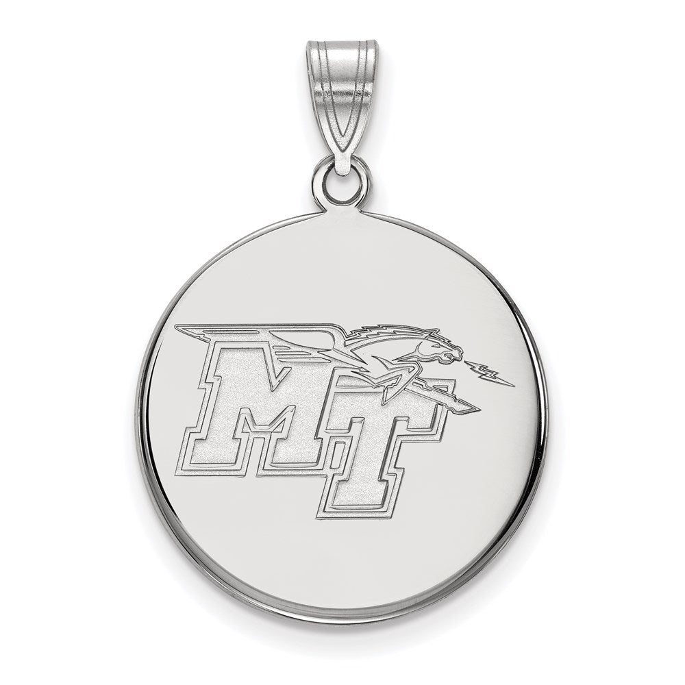 Sterlingsilber Rhodiniert Logoart Middle Tennessee State University M T Groß Plättchen Anhänger