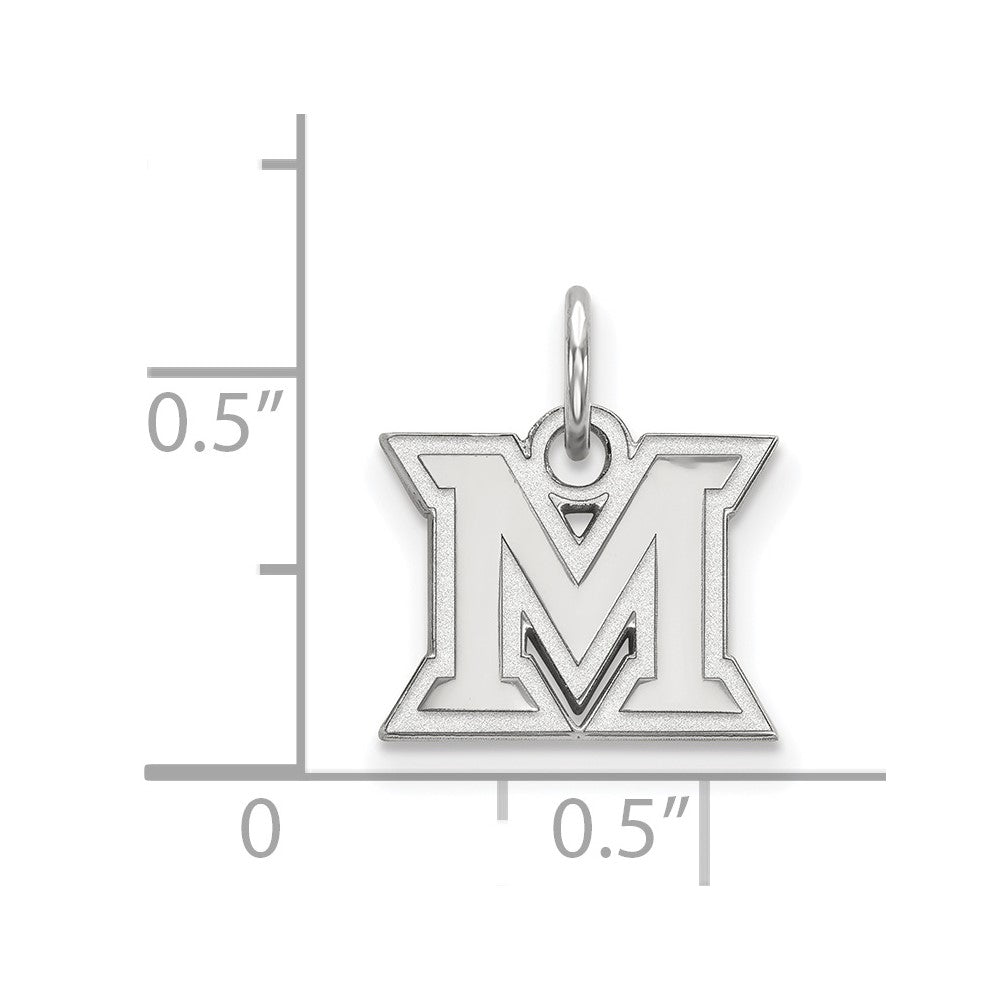 Sterlingsilber Rhodiniert Logoart Miami University Ohio Buchstabe M Extra Klein Anhänger