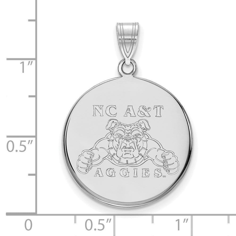 Sterlingsilber Rhodiniert Logoart North Carolina A und T Aggies Groß Plättchen Anhänger
