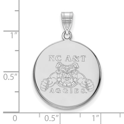 10K Weißgold Logoart North Carolina A und T Aggies Groß Plättchen Anhänger