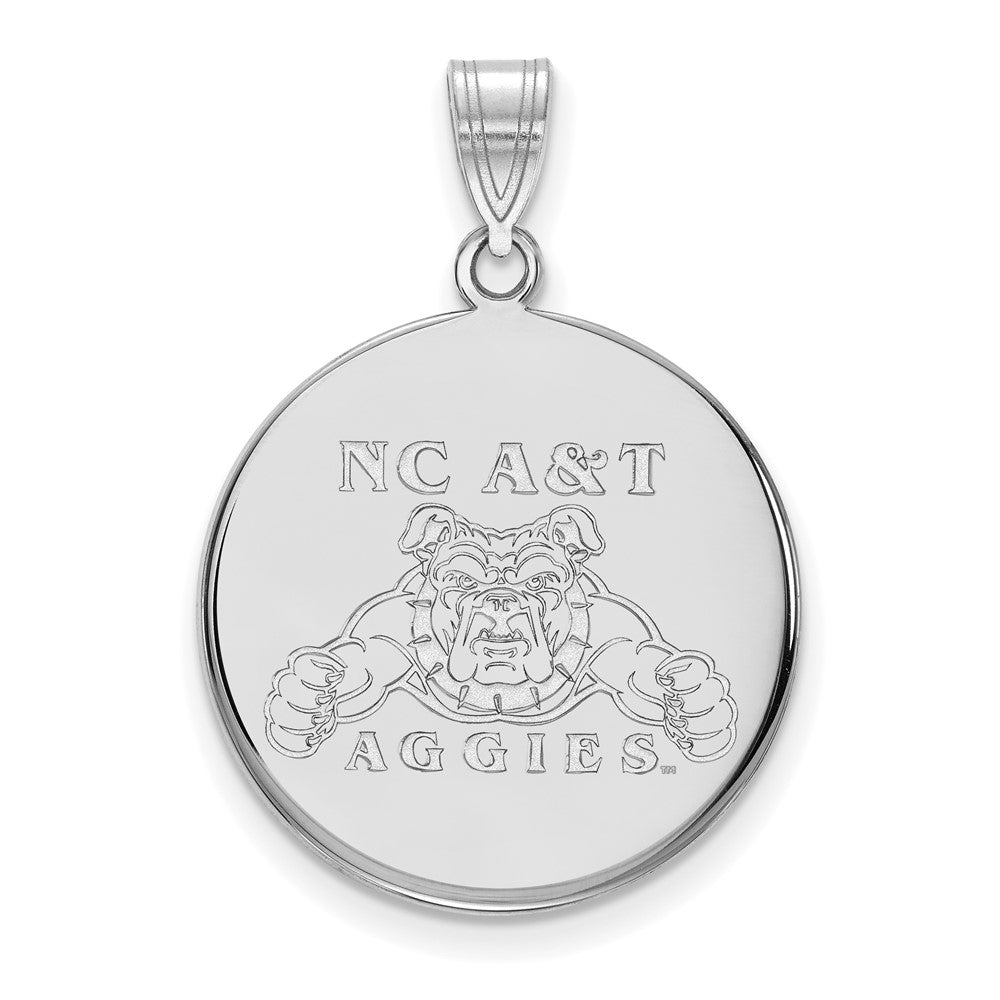 14K Weißgold Logoart North Carolina A und T Aggies Groß Plättchen Anhänger