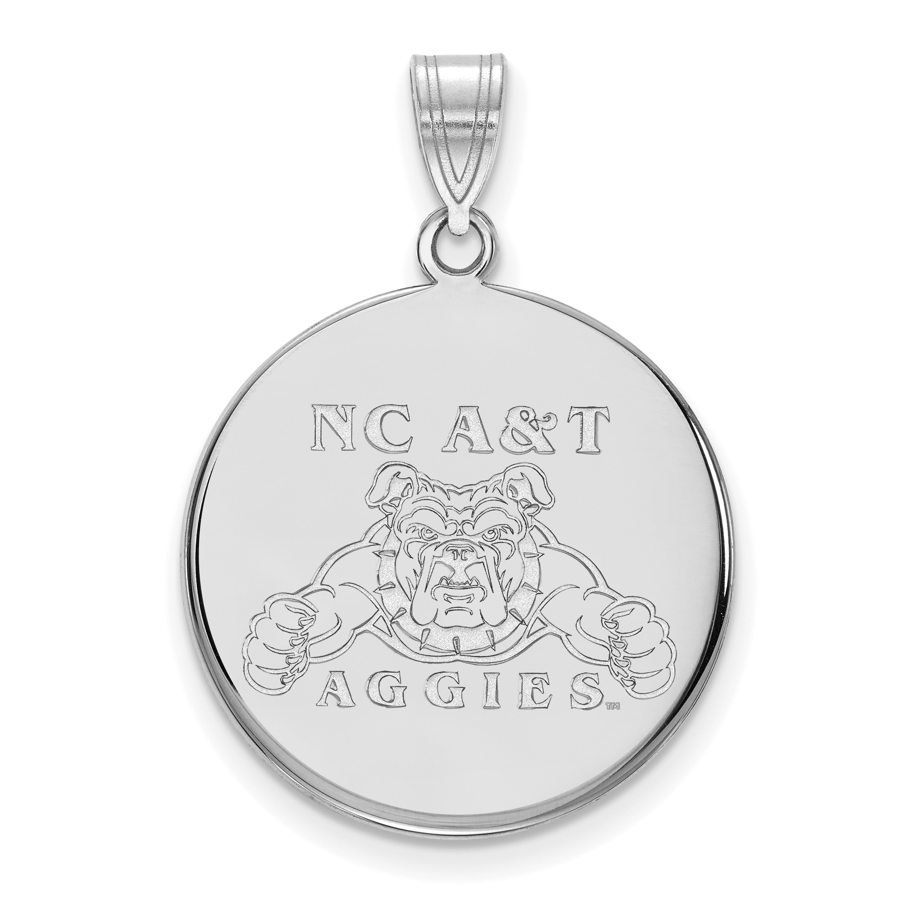 10K Weißgold Logoart North Carolina A und T Aggies Groß Plättchen Anhänger