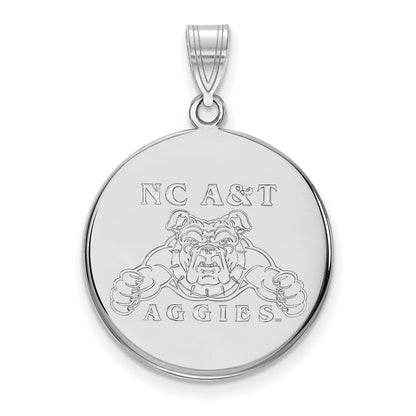 Sterlingsilber Rhodiniert Logoart North Carolina A und T Aggies Groß Plättchen Anhänger