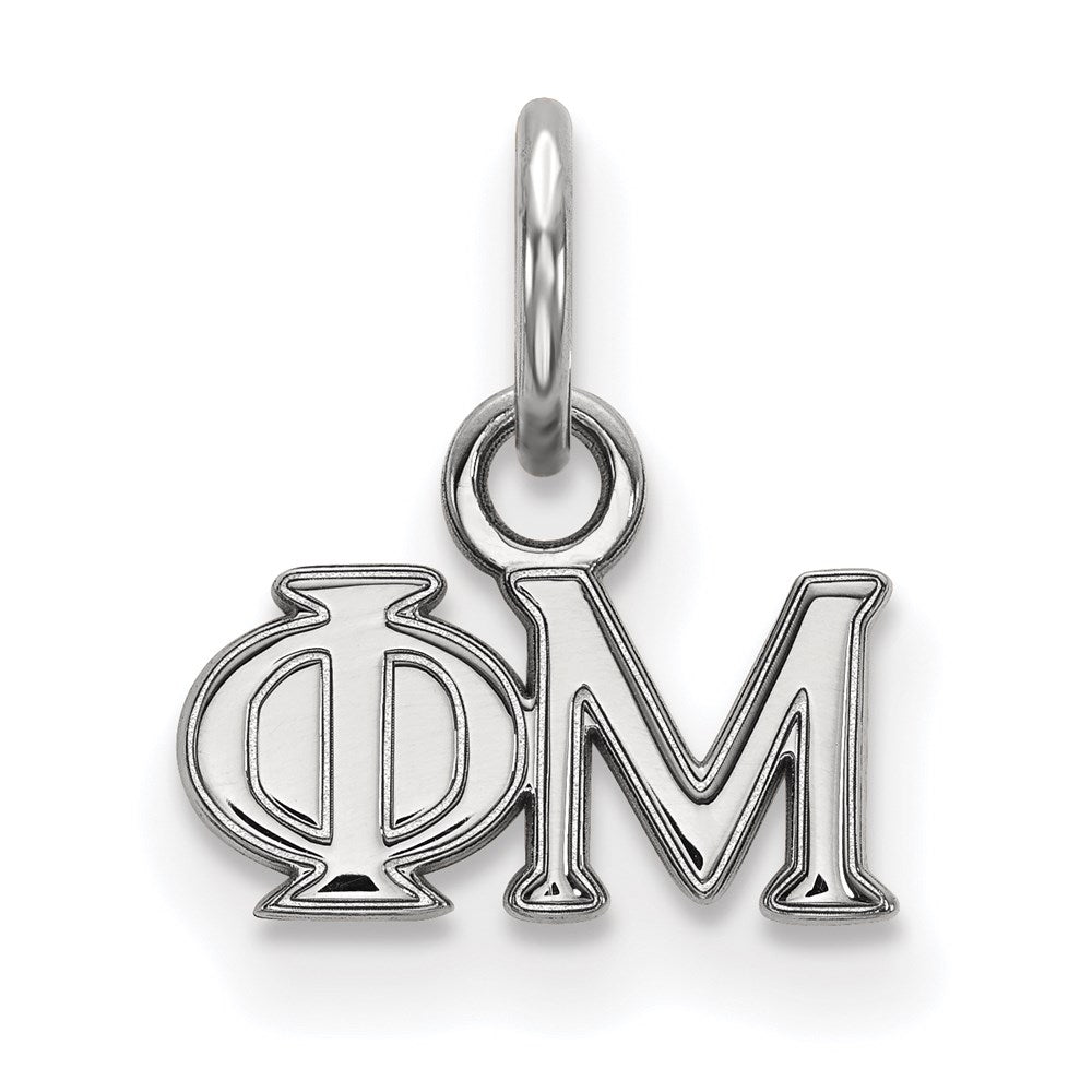 Sterlingsilber Rhodiniert Logoart Phi Mu Sorority Greek Buchstaben Extra Klein Anhänger