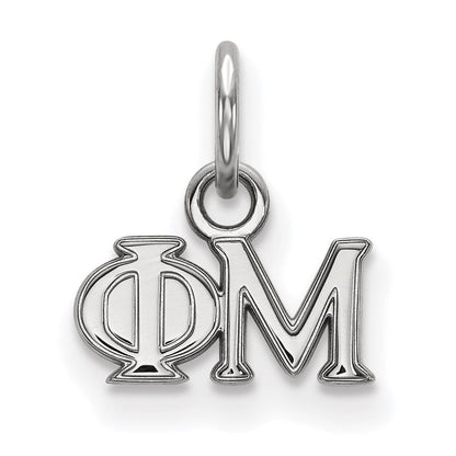 Sterlingsilber Rhodiniert Logoart Phi Mu Sorority Greek Buchstaben Extra Klein Anhänger
