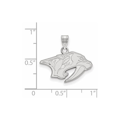 Sterlingsilber Rhodiniert Nhl Logoart Nashville Predators Klein Anhänger
