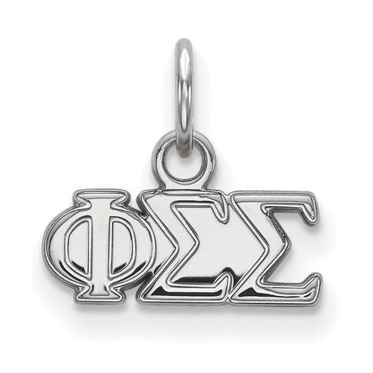 Sterlingsilber Rhodiniert Logoart Phi Sigma Sorority Greek Buchstaben Extra Klein Anhänger