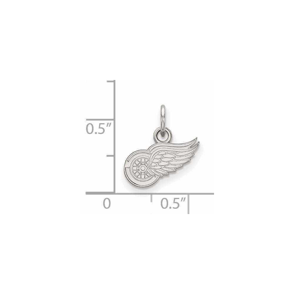 Sterlingsilber Rhodiniert Nhl Logoart Detroit Rot Flügel Extra Klein Anhänger