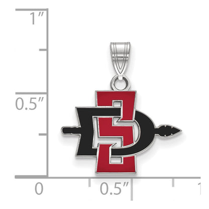 Sterlingsilber Rhodiniert Logoart San Diego State University Klein Emailliert Anhänger