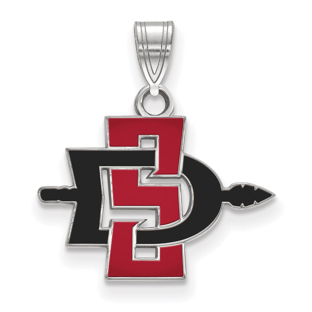 10K Weißgold Logoart San Diego State University Klein Emailliert Anhänger