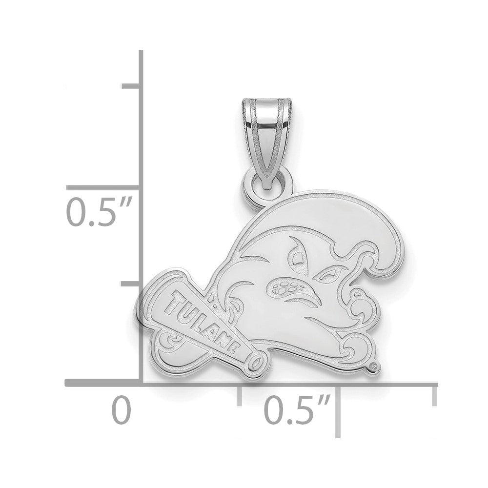 10K Weißgold Logoart Tulane University Klein Anhänger