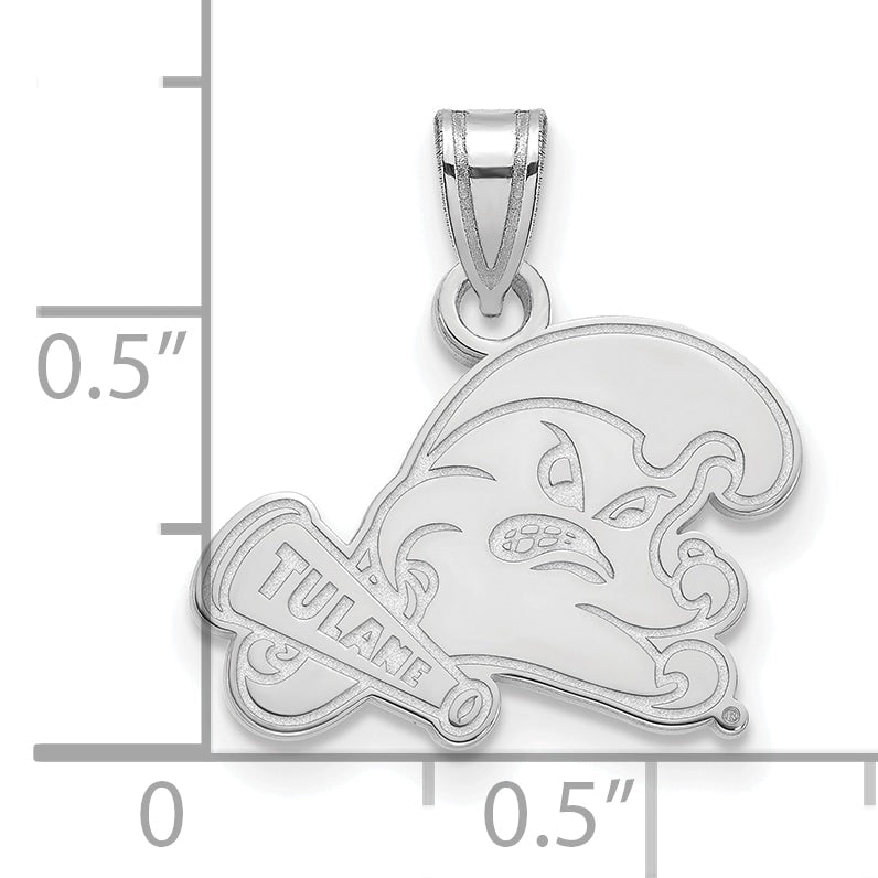 Sterlingsilber Rhodiniert Logoart Tulane University Klein Anhänger