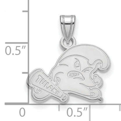 Sterlingsilber Rhodiniert Logoart Tulane University Klein Anhänger