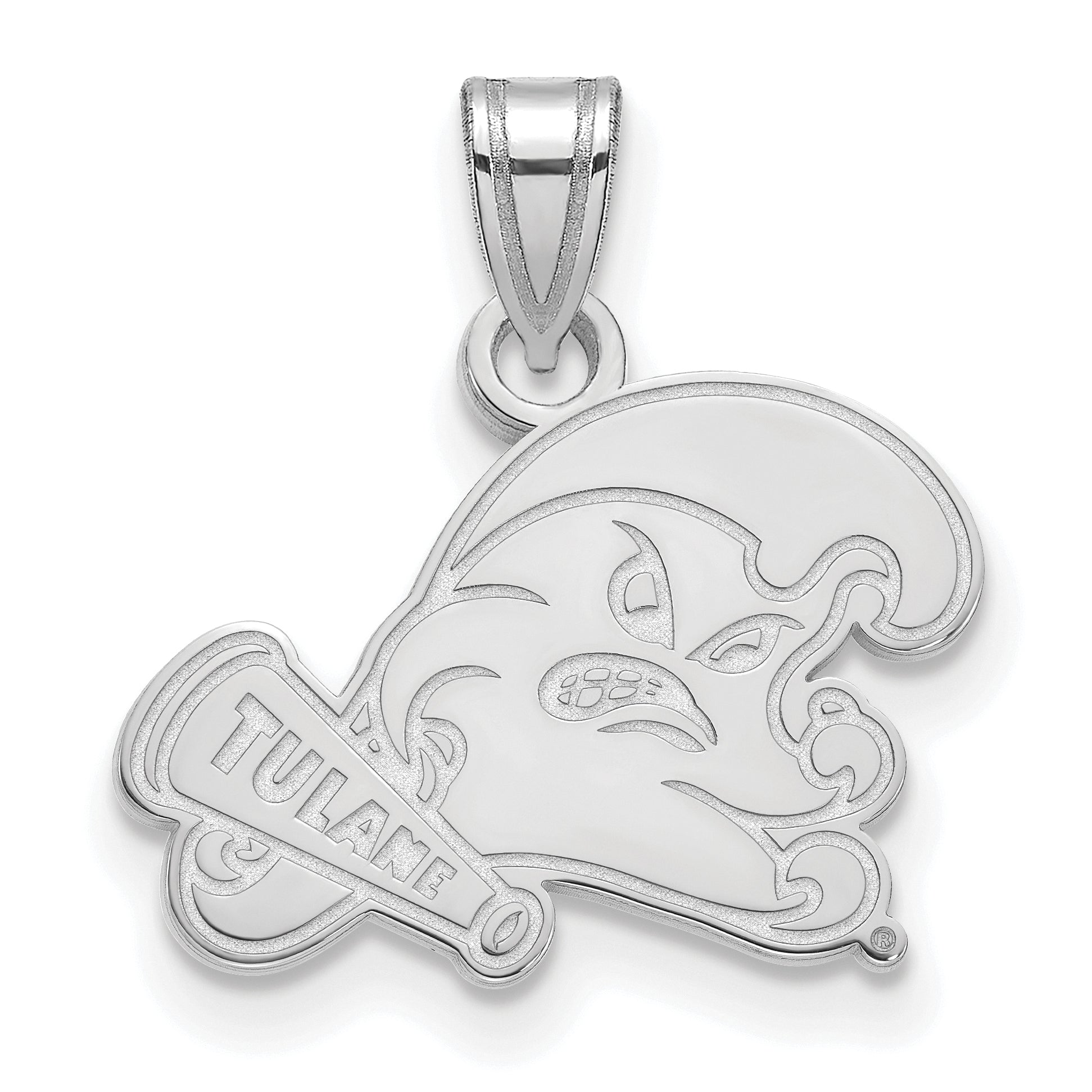 Sterlingsilber Rhodiniert Logoart Tulane University Klein Anhänger