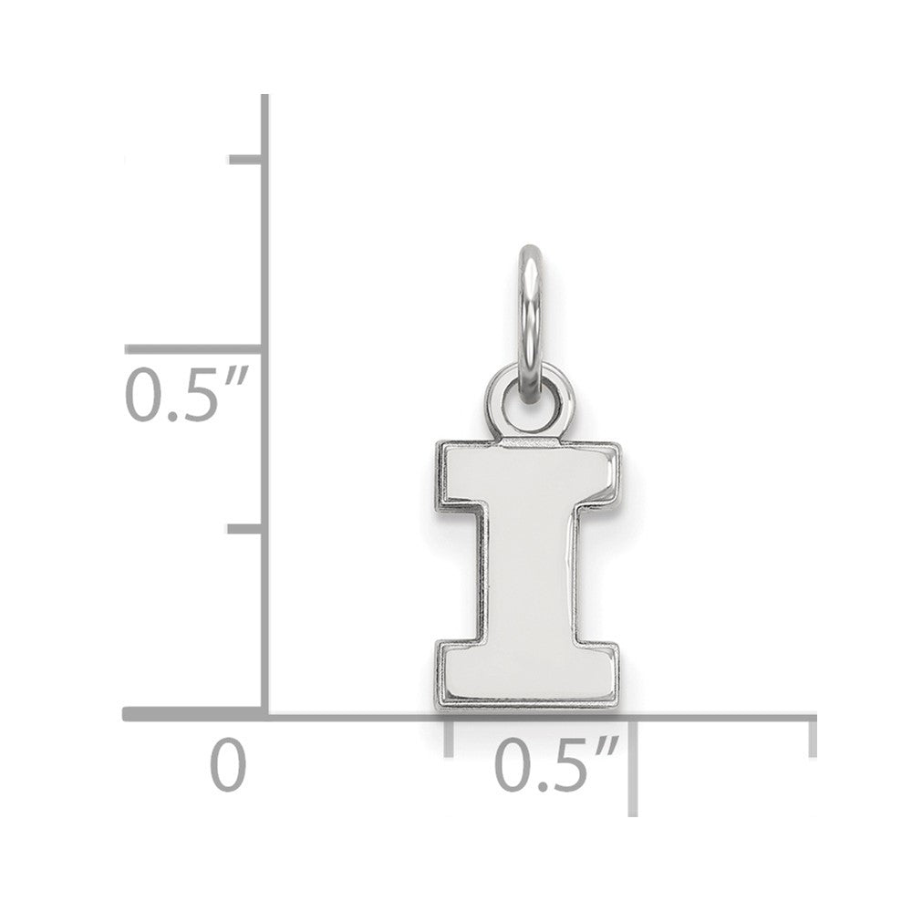 14K Weißgold Logoart University Of Illinois Buchstabe I Extra Klein Anhänger