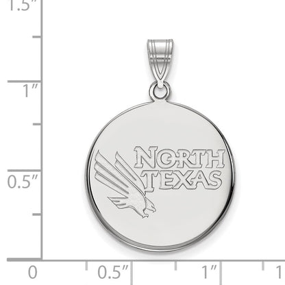 10K Weißgold Logoart University Of North Texas Groß Plättchen Anhänger