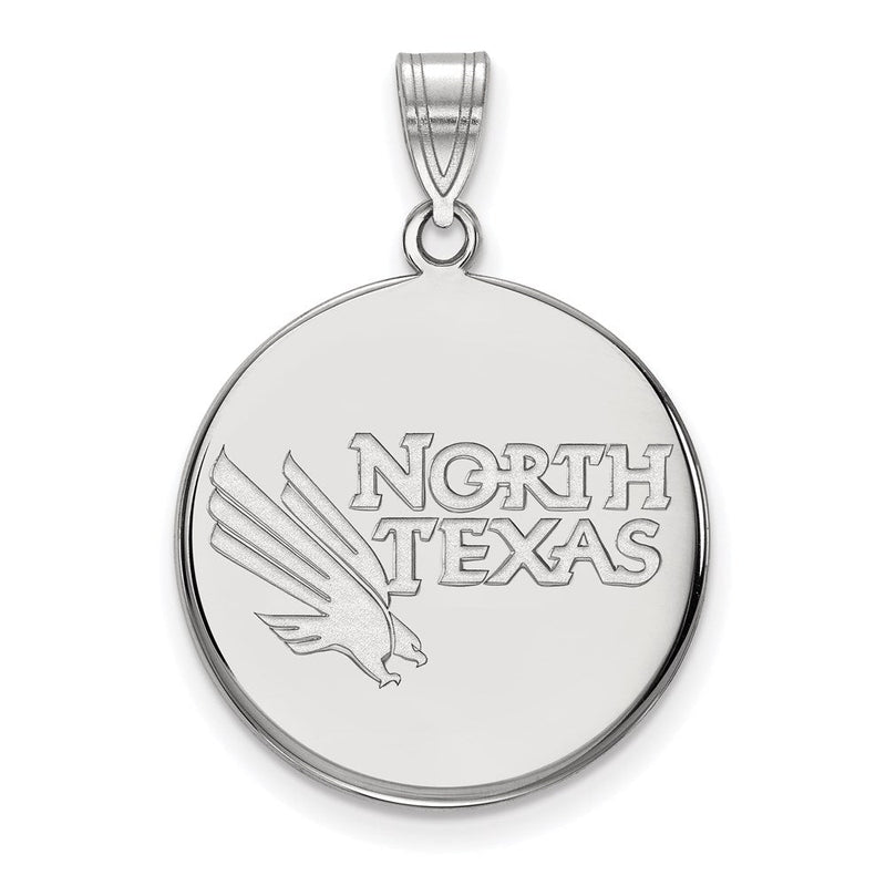 10K Weißgold Logoart University Of North Texas Groß Plättchen Anhänger