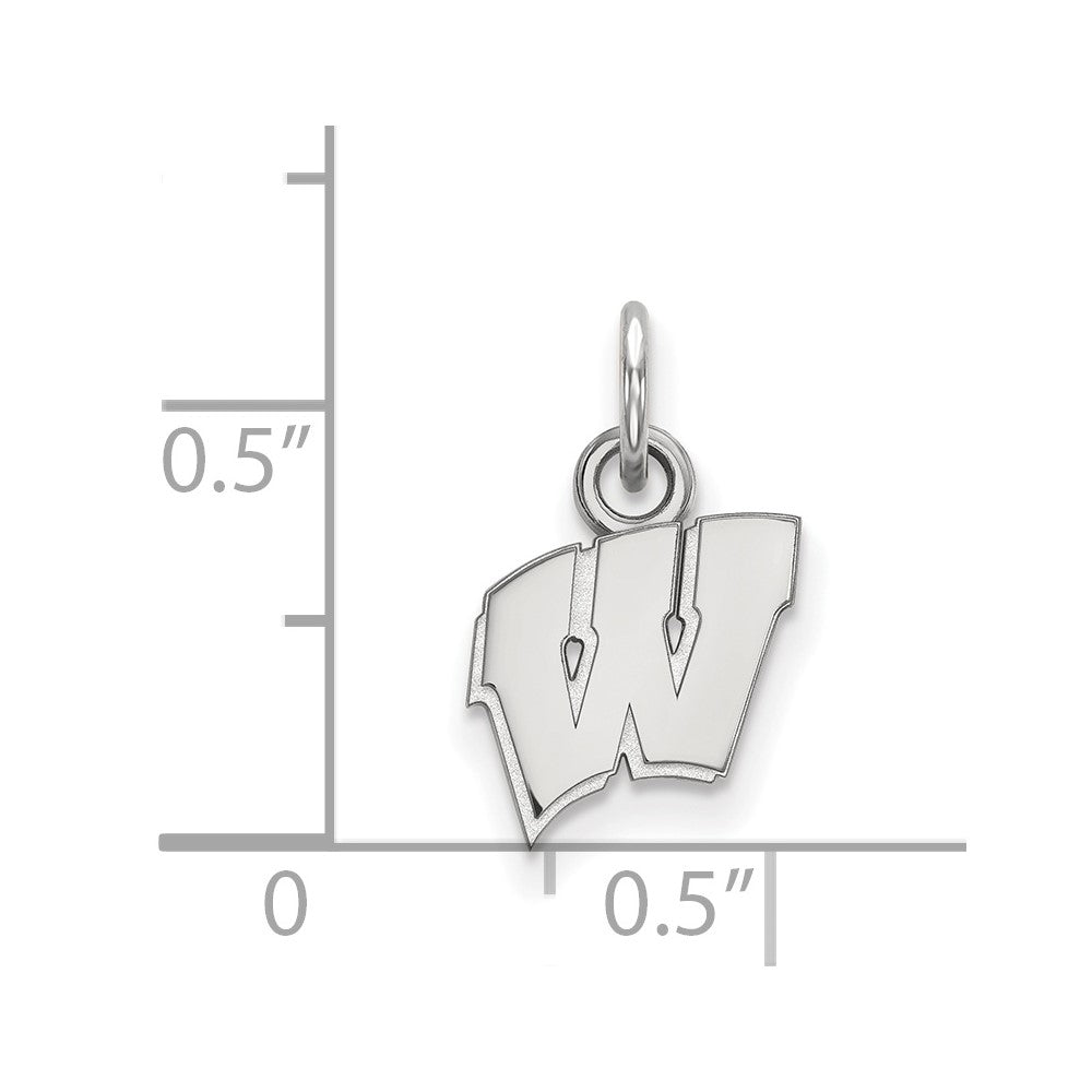 Sterlingsilber Rhodiniert Logoart University Of Wisconsin Buchstabe W Extra Klein Anhänger