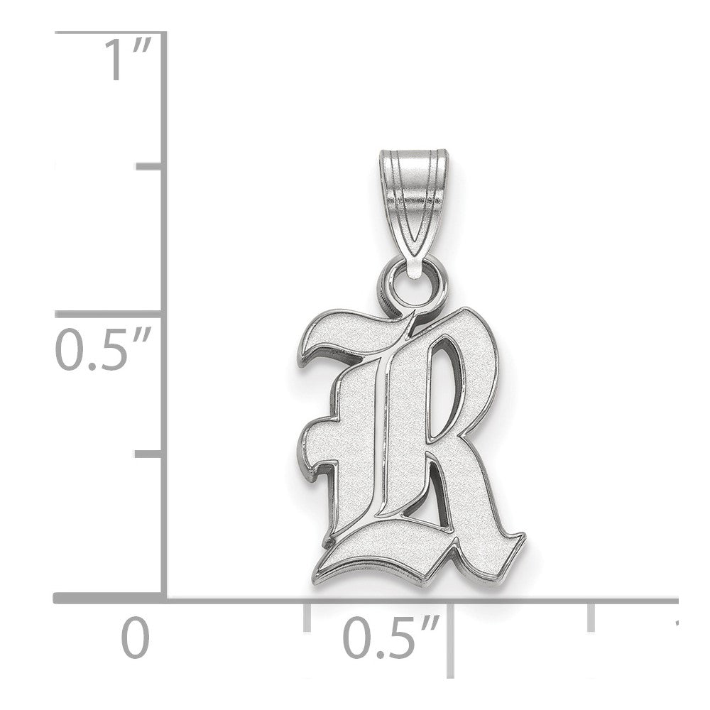 10K Weißgold Logoart Rice University Buchstabe R Klein Anhänger