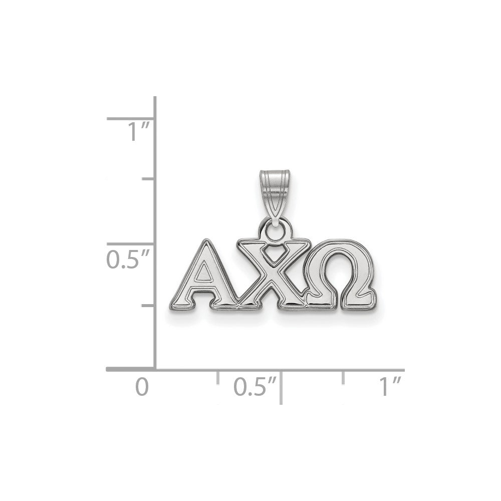 Sterlingsilber Rhodiniert Logoart Alpha Chi Omega Sorority Greek Buchstaben Klein Anhänger