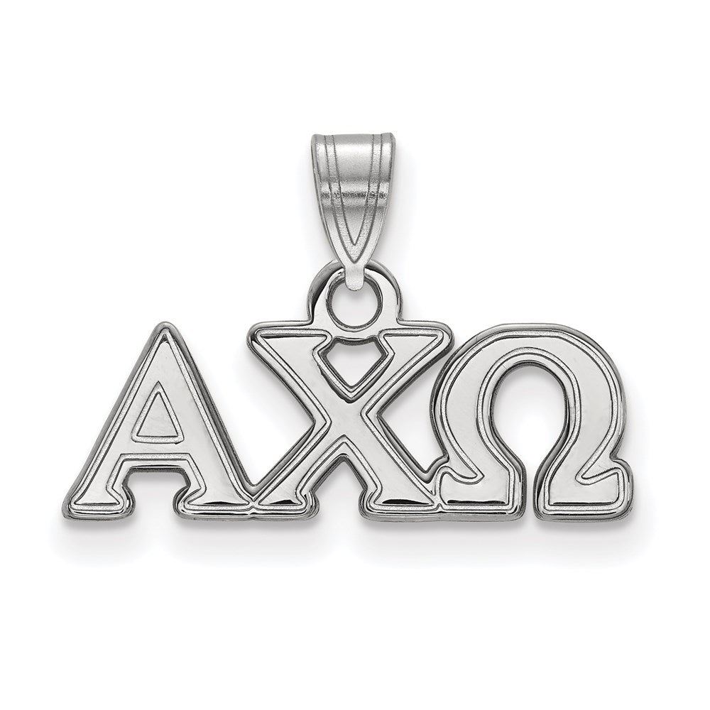 Sterlingsilber Rhodiniert Logoart Alpha Chi Omega Sorority Greek Buchstaben Klein Anhänger