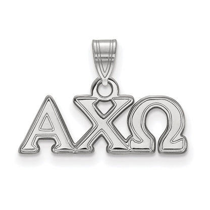 Sterlingsilber Rhodiniert Logoart Alpha Chi Omega Sorority Greek Buchstaben Klein Anhänger