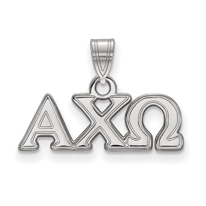 Sterlingsilber Rhodiniert Logoart Alpha Chi Omega Sorority Greek Buchstaben Klein Anhänger