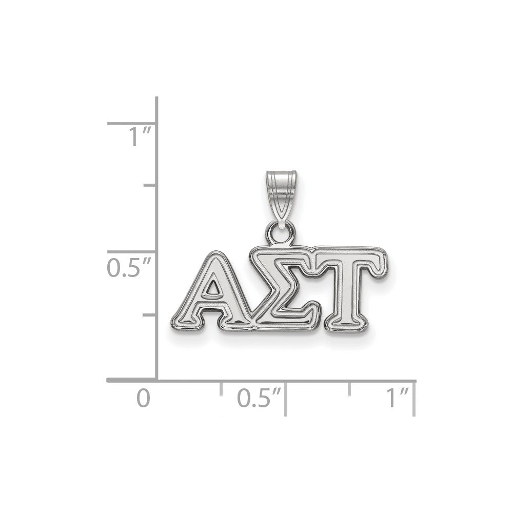 Sterlingsilber Rhodiniert Logoart Alpha Sigma Tau Sorority Greek Buchstaben Klein Anhänger