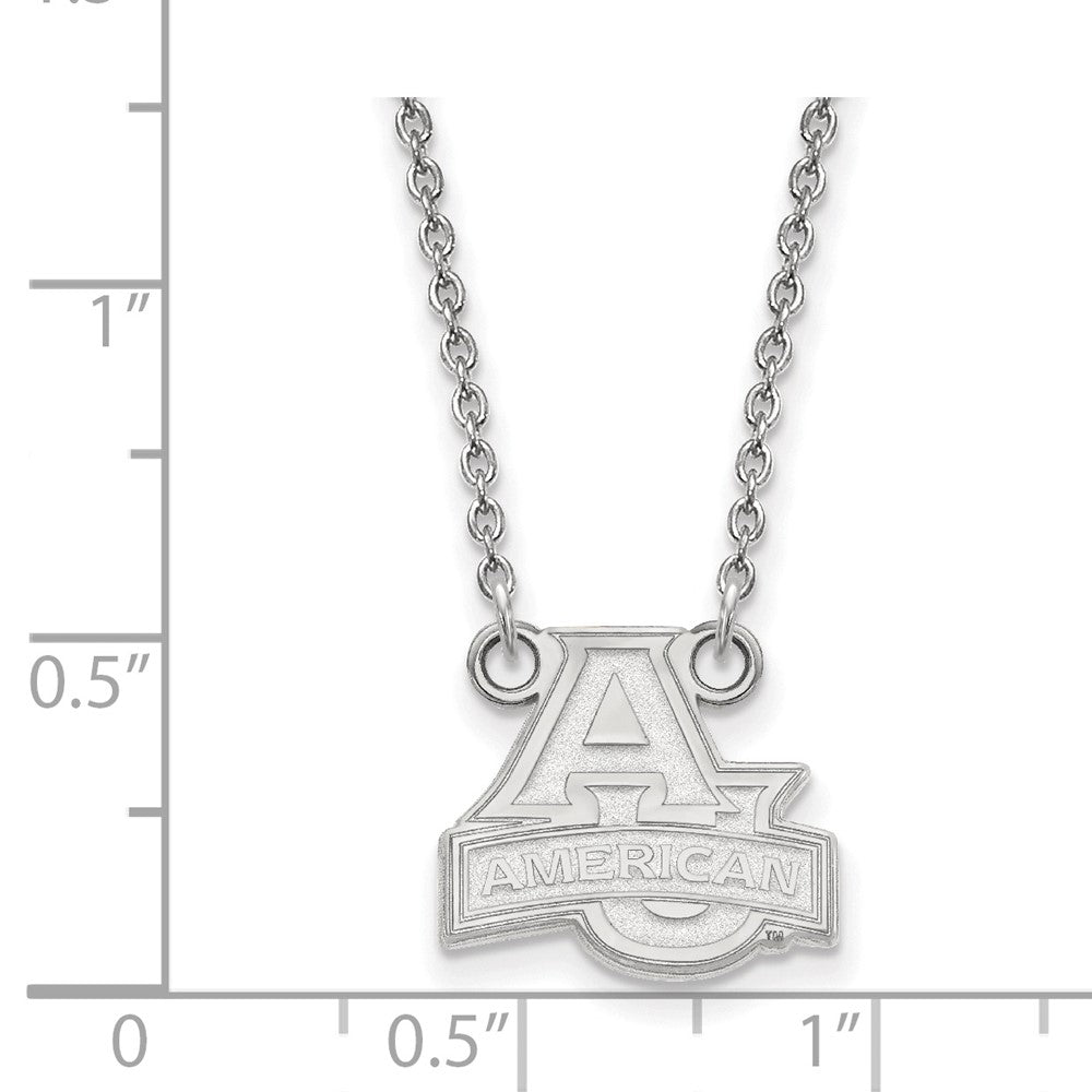 Sterlingsilber Rhodiniert Logoart American University Klein Anhänger 18 Zoll Halskette