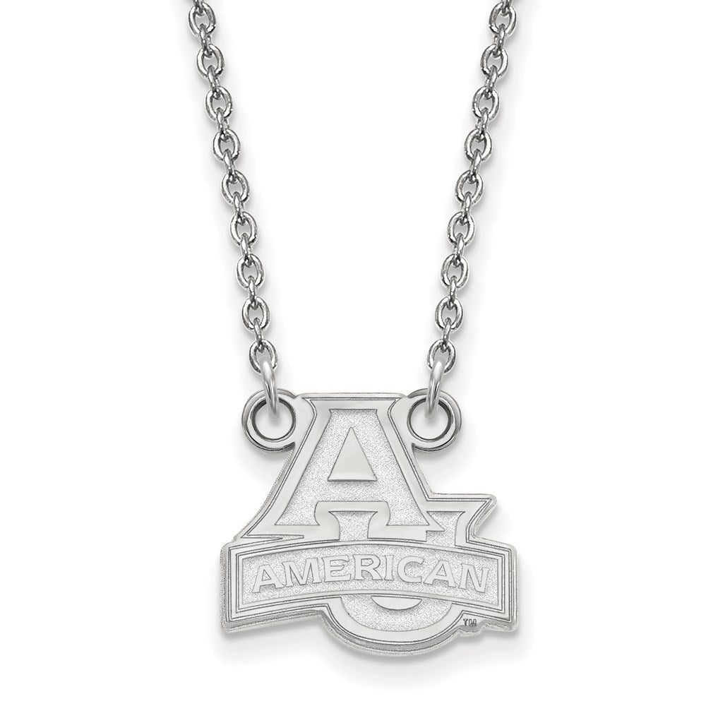 Sterlingsilber Rhodiniert Logoart American University Klein Anhänger 18 Zoll Halskette