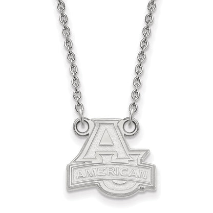 Sterlingsilber Rhodiniert Logoart American University Klein Anhänger 18 Zoll Halskette